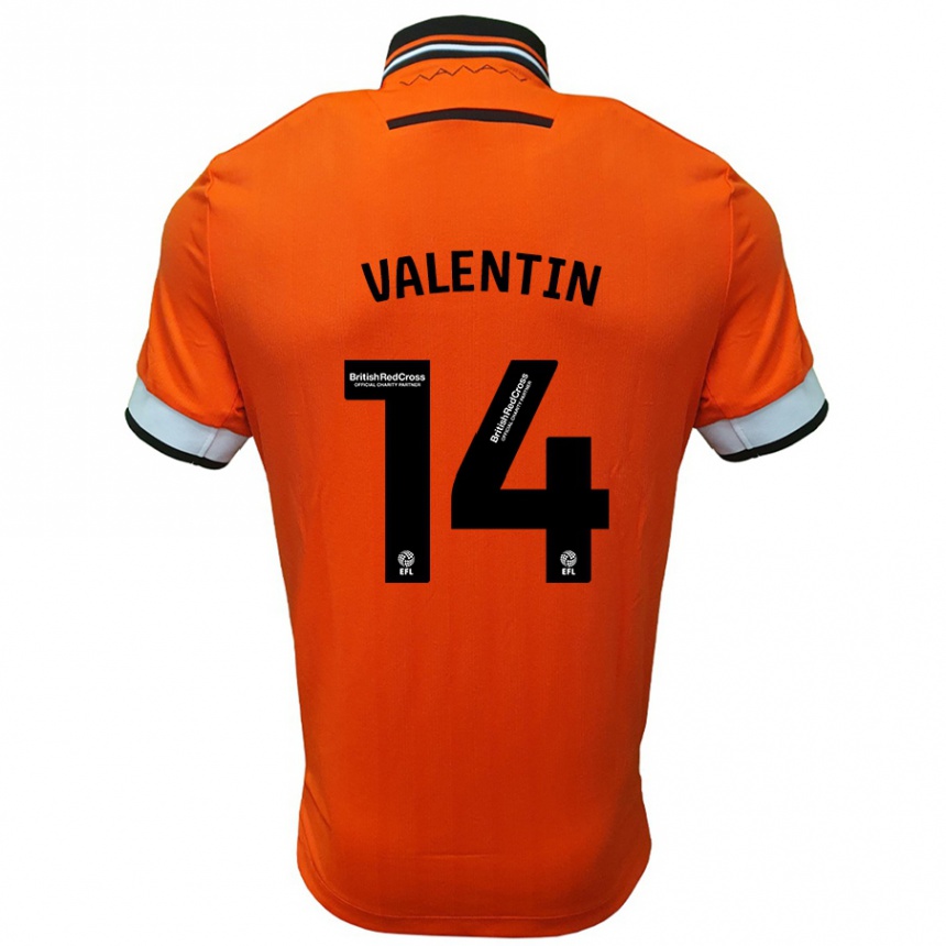 Niño Fútbol Camiseta Pol Valentín #14 Naranja Blanco 2ª Equipación 2024/25 Argentina