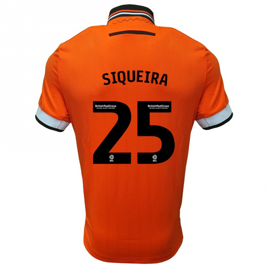 Niño Fútbol Camiseta Guilherme Siqueira #25 Naranja Blanco 2ª Equipación 2024/25 Argentina