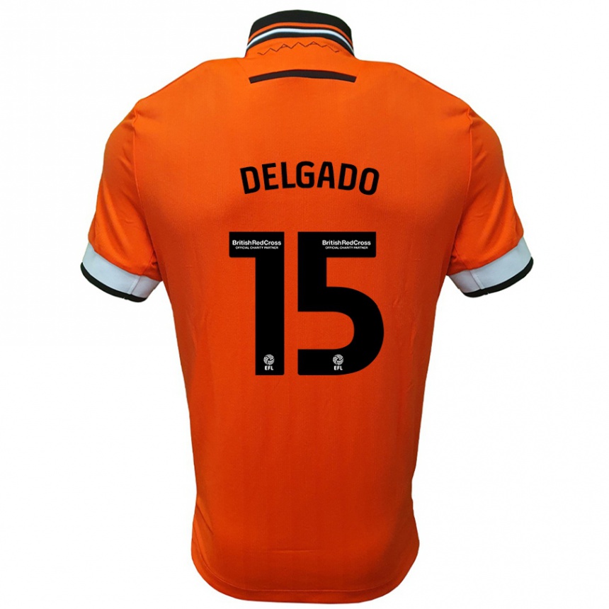 Niño Fútbol Camiseta Juan Delgado #15 Naranja Blanco 2ª Equipación 2024/25 Argentina