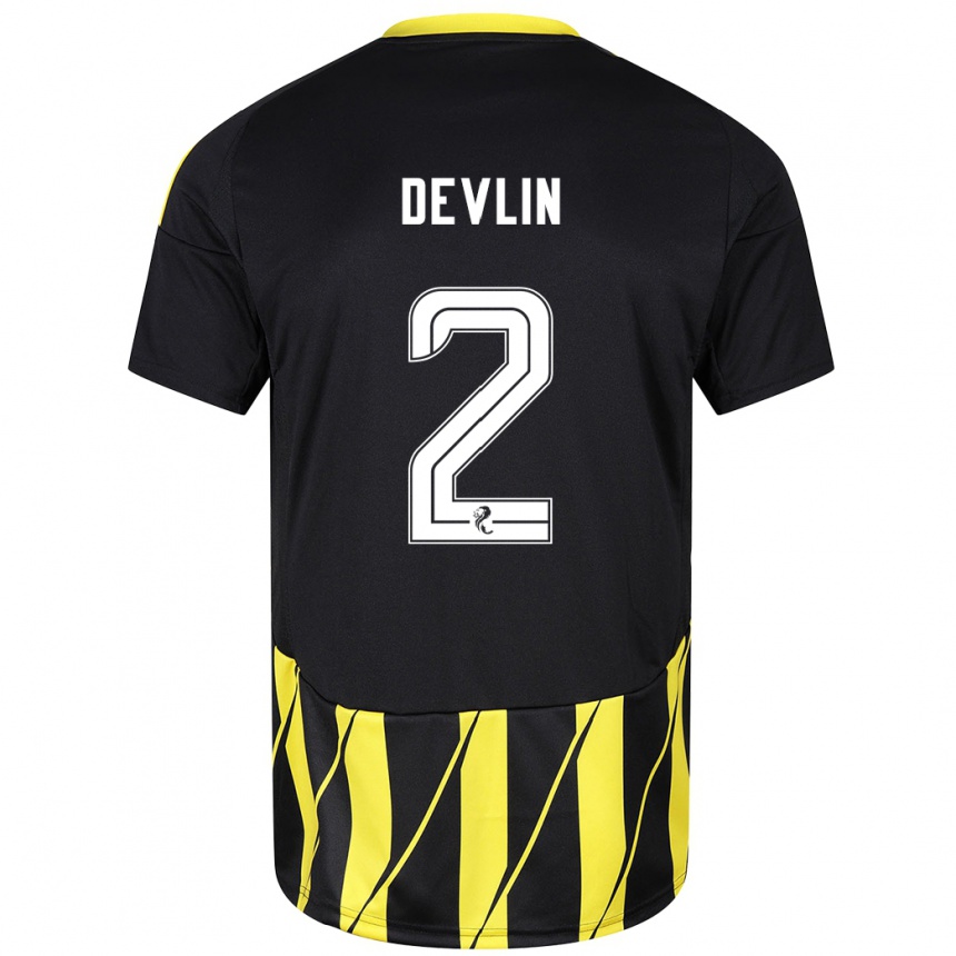 Niño Fútbol Camiseta Nicky Devlin #2 Negro Amarillo 2ª Equipación 2024/25 Argentina