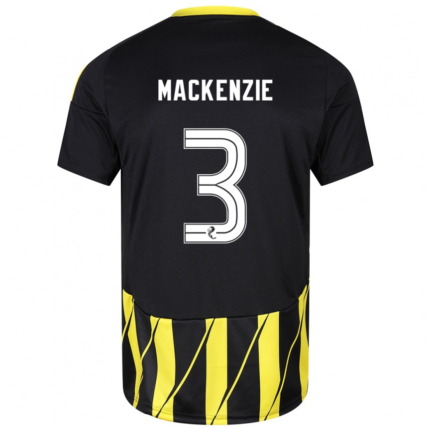 Niño Fútbol Camiseta Jack Mackenzie #3 Negro Amarillo 2ª Equipación 2024/25 Argentina