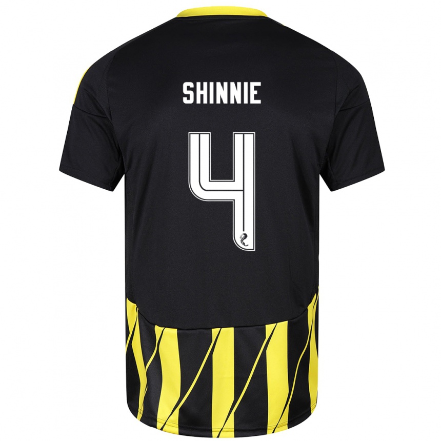 Niño Fútbol Camiseta Graeme Shinnie #4 Negro Amarillo 2ª Equipación 2024/25 Argentina