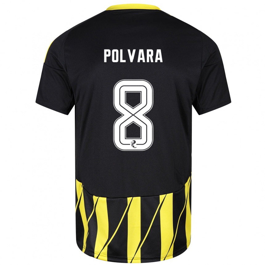 Niño Fútbol Camiseta Dante Polvara #8 Negro Amarillo 2ª Equipación 2024/25 Argentina