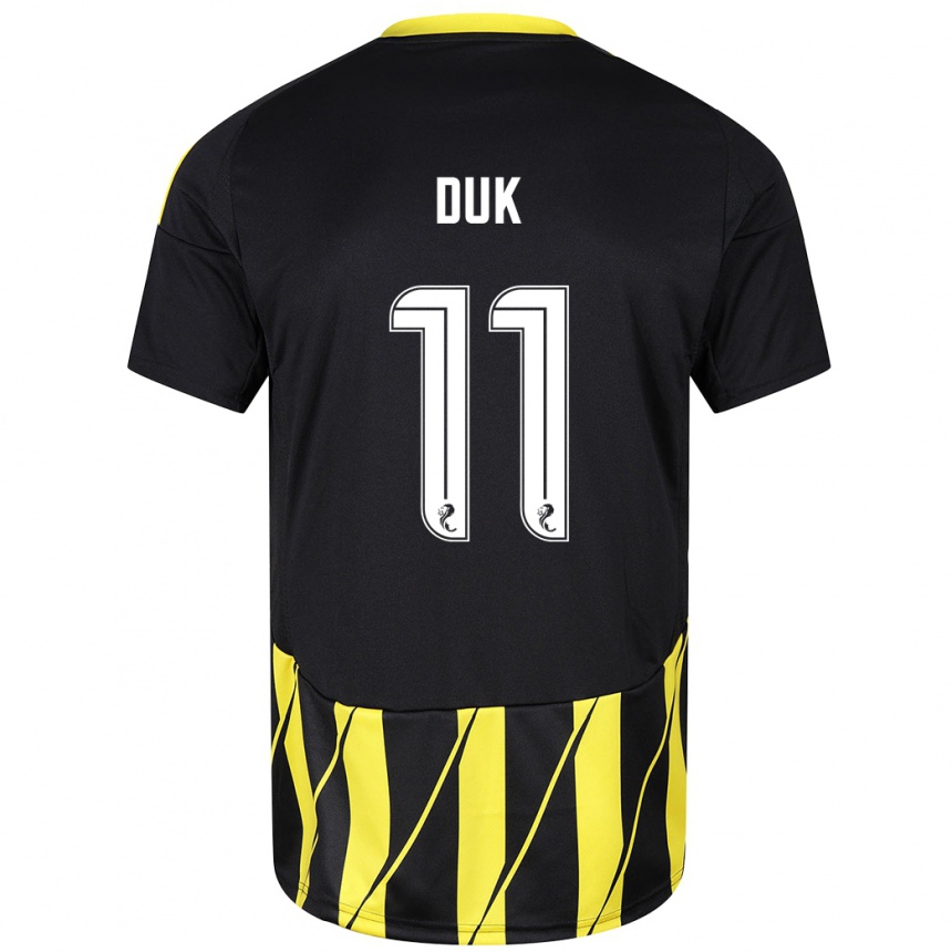 Niño Fútbol Camiseta Duk #11 Negro Amarillo 2ª Equipación 2024/25 Argentina