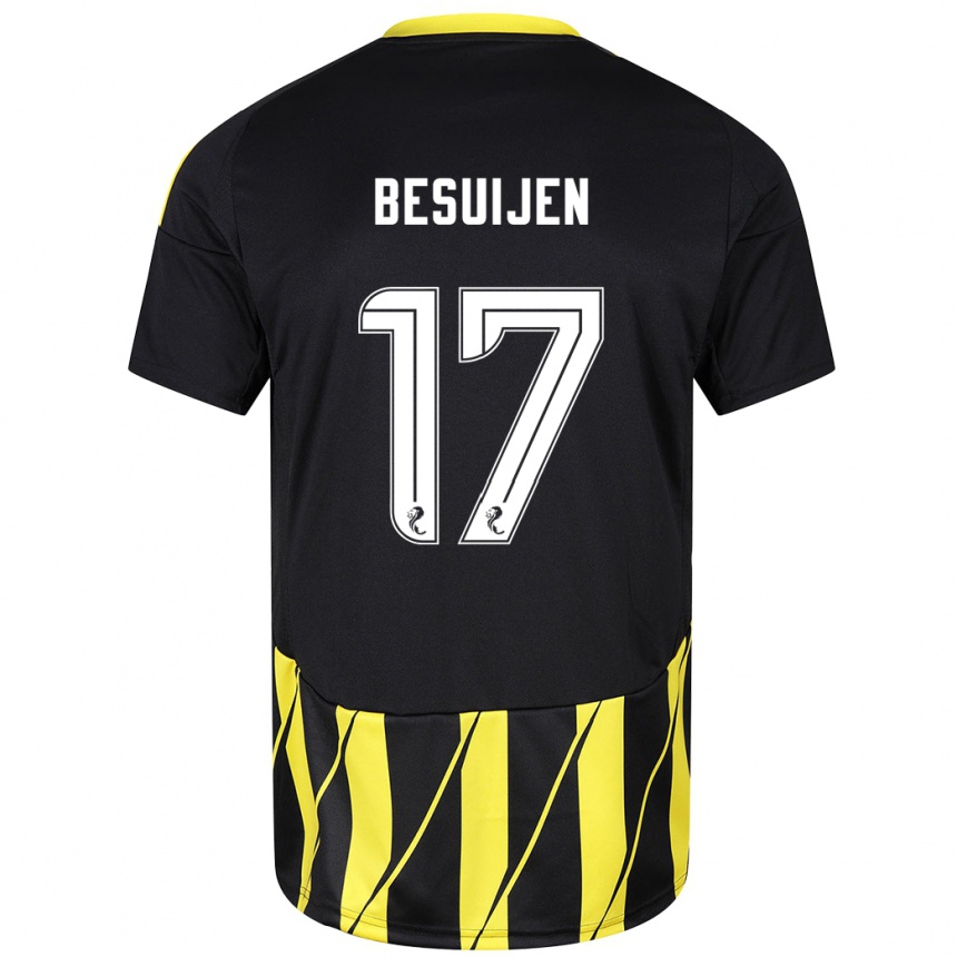 Niño Fútbol Camiseta Vicente Besuijen #17 Negro Amarillo 2ª Equipación 2024/25 Argentina