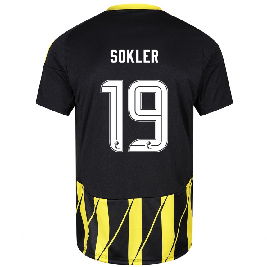 Niño Fútbol Camiseta Ester Sokler #19 Negro Amarillo 2ª Equipación 2024/25 Argentina