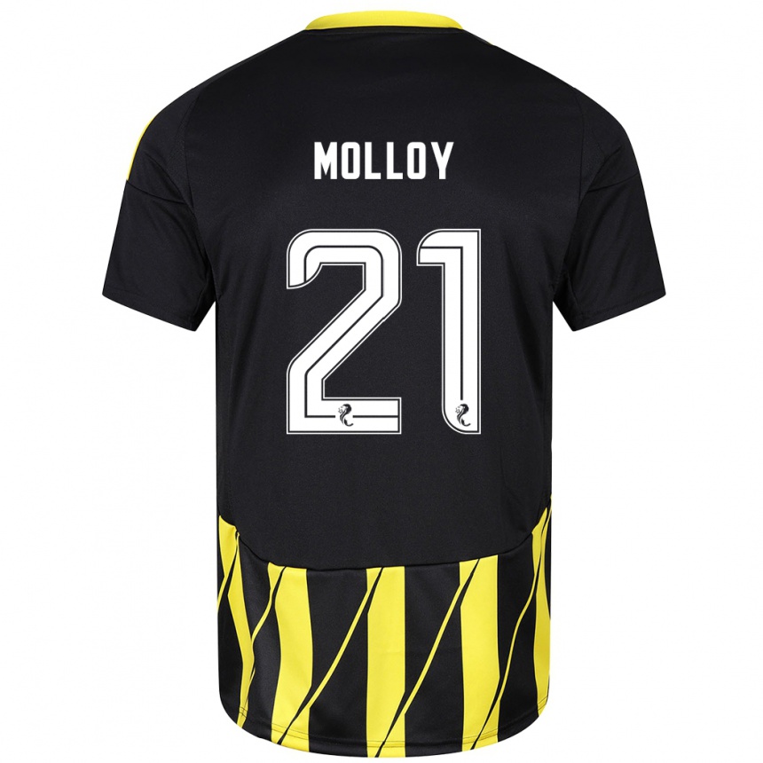 Niño Fútbol Camiseta Gavin Molloy #21 Negro Amarillo 2ª Equipación 2024/25 Argentina