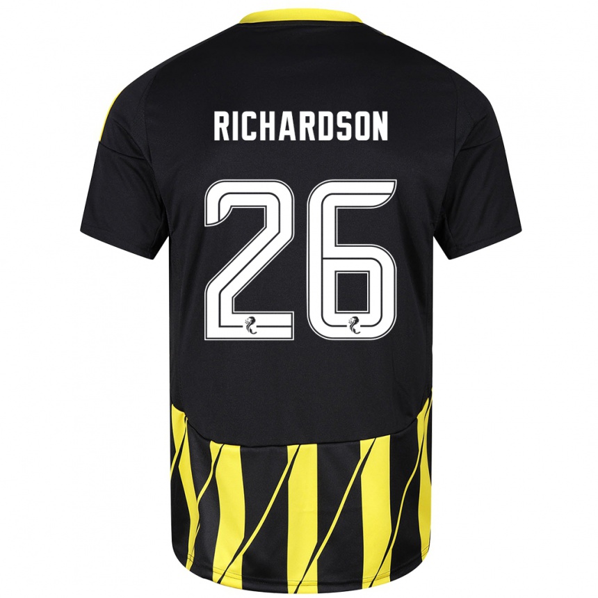 Niño Fútbol Camiseta Jayden Richardson #26 Negro Amarillo 2ª Equipación 2024/25 Argentina