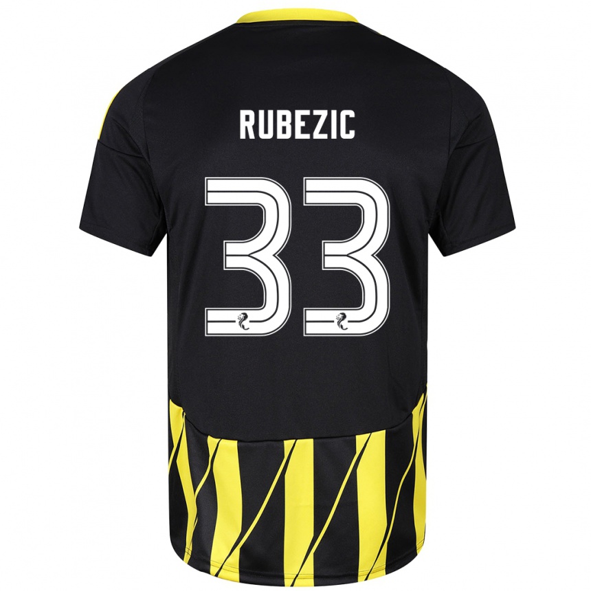 Niño Fútbol Camiseta Slobodan Rubezic #33 Negro Amarillo 2ª Equipación 2024/25 Argentina