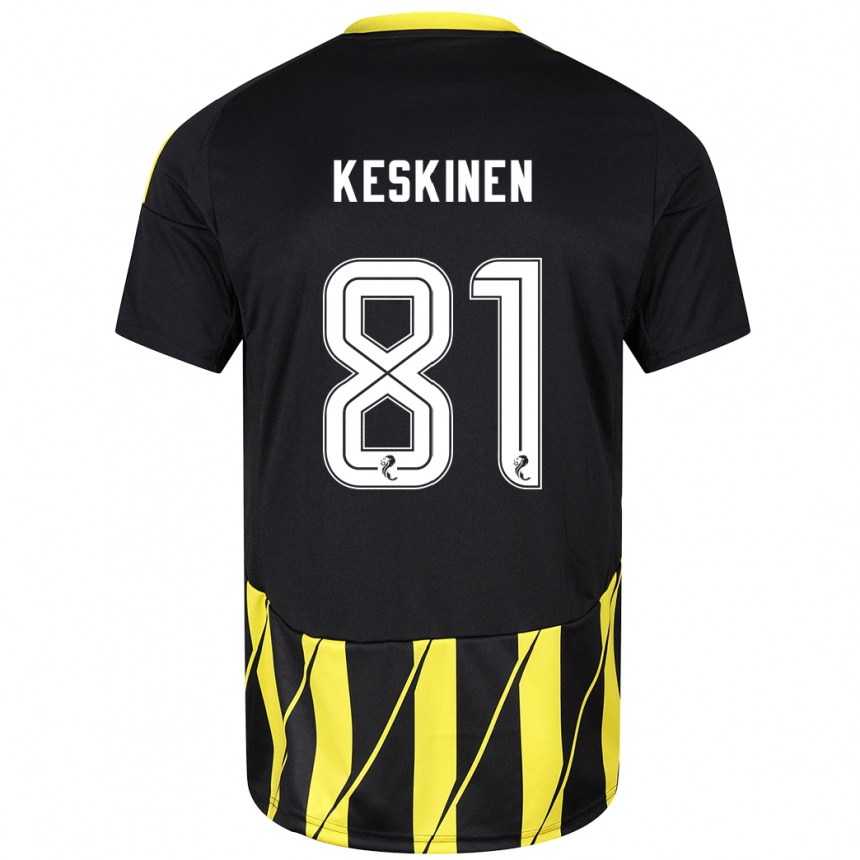 Niño Fútbol Camiseta Topi Keskinen #81 Negro Amarillo 2ª Equipación 2024/25 Argentina