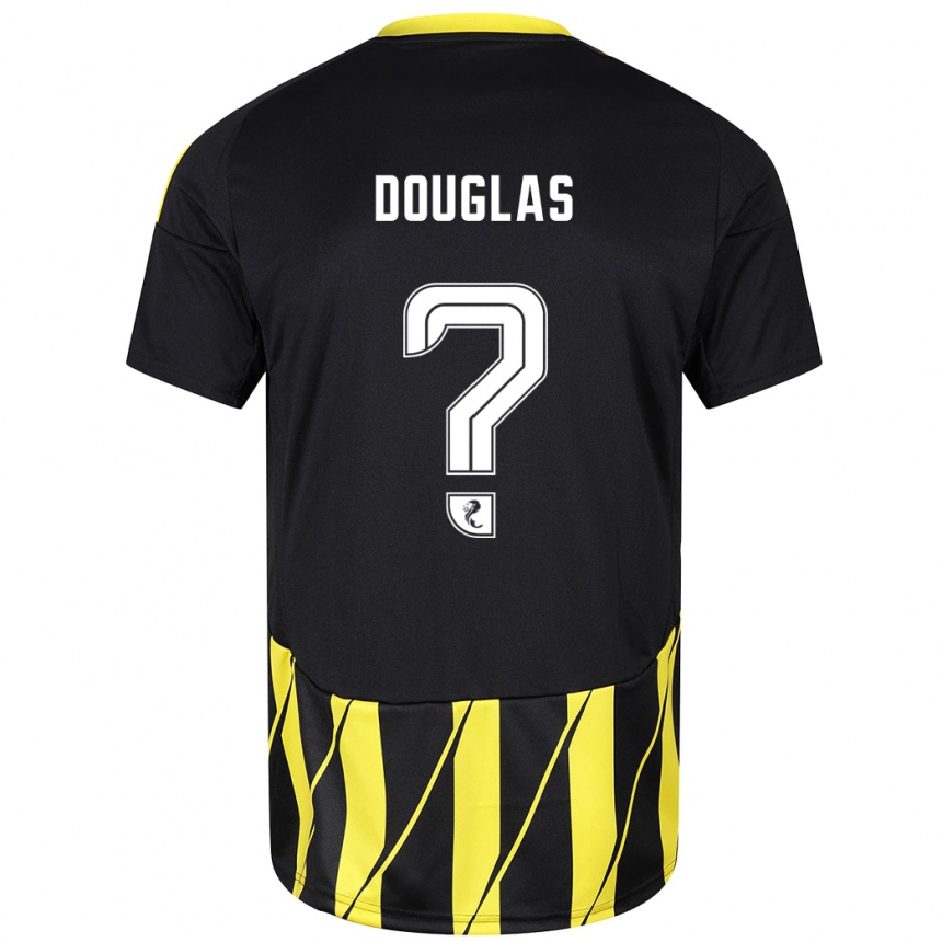 Niño Fútbol Camiseta Connor Douglas #0 Negro Amarillo 2ª Equipación 2024/25 Argentina