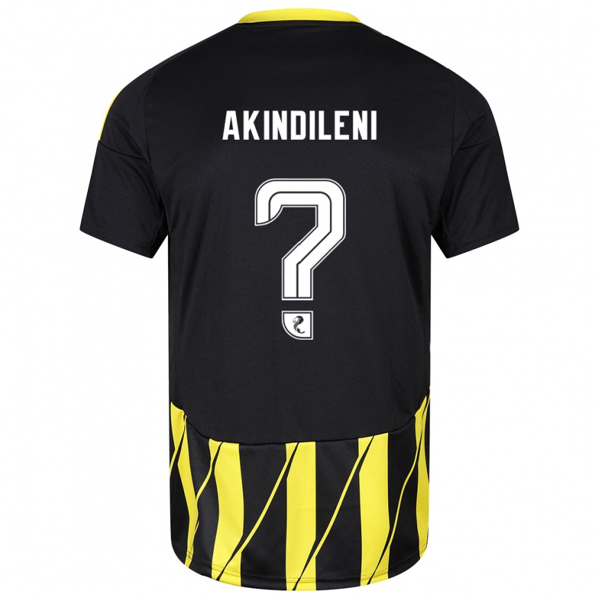 Niño Fútbol Camiseta Timothy Akindileni #0 Negro Amarillo 2ª Equipación 2024/25 Argentina