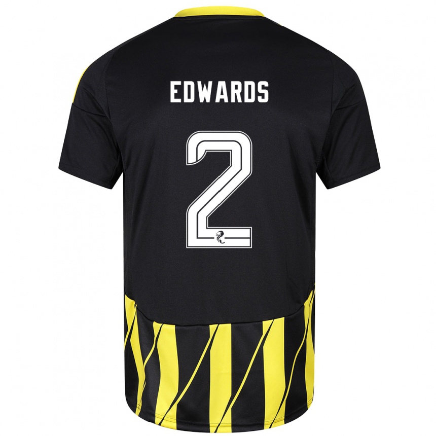 Niño Fútbol Camiseta Lois Edwards #2 Negro Amarillo 2ª Equipación 2024/25 Argentina