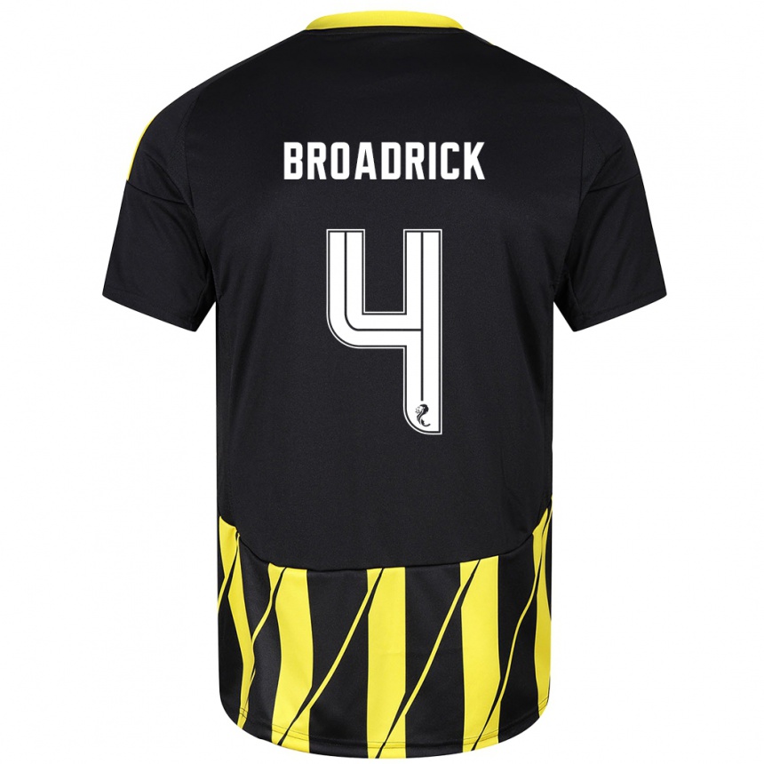 Niño Fútbol Camiseta Jessica Broadrick #4 Negro Amarillo 2ª Equipación 2024/25 Argentina