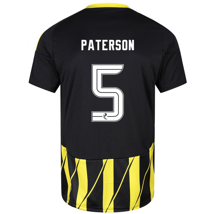 Niño Fútbol Camiseta Donna Paterson #5 Negro Amarillo 2ª Equipación 2024/25 Argentina