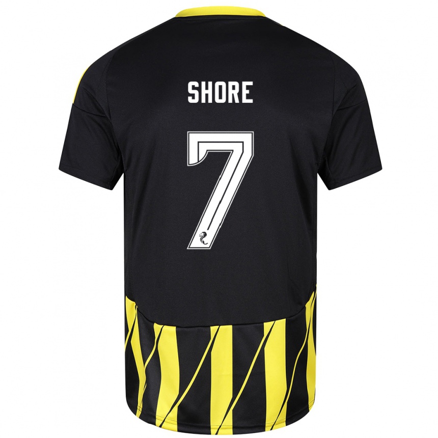 Niño Fútbol Camiseta Eilidh Shore #7 Negro Amarillo 2ª Equipación 2024/25 Argentina