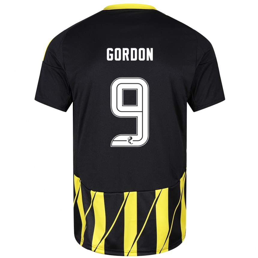 Niño Fútbol Camiseta Lauren Gordon #9 Negro Amarillo 2ª Equipación 2024/25 Argentina