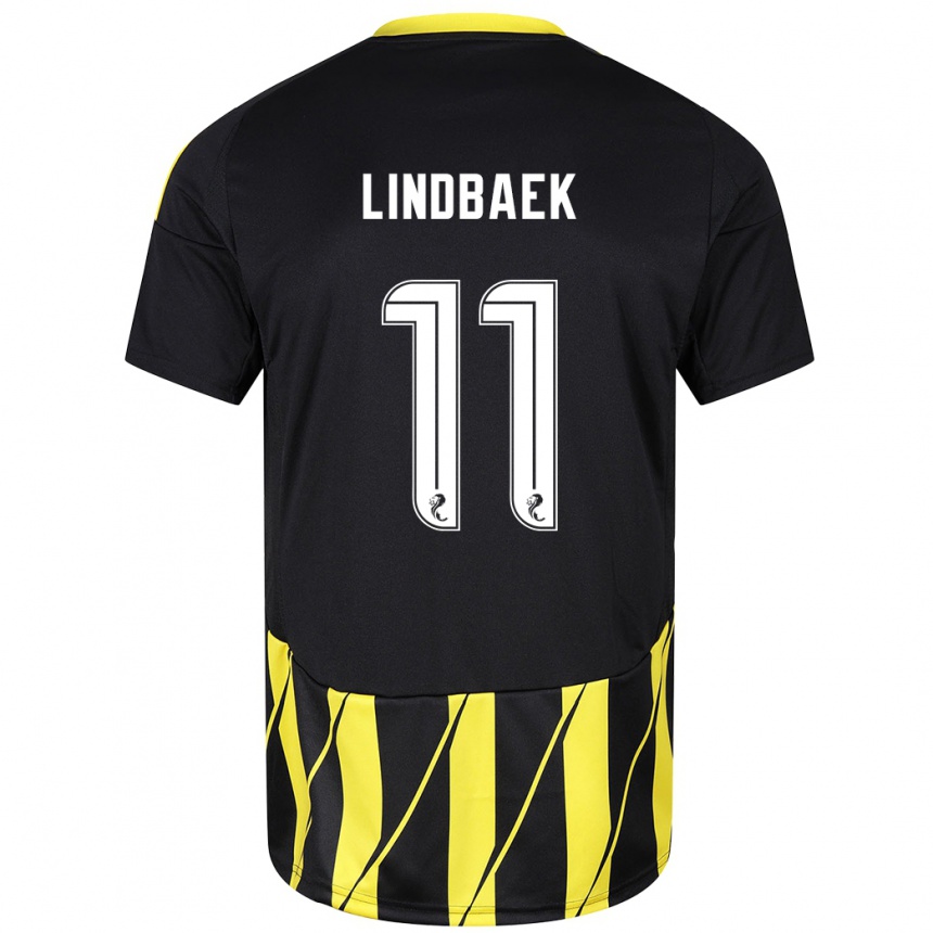 Niño Fútbol Camiseta Adele Lindbaek #11 Negro Amarillo 2ª Equipación 2024/25 Argentina