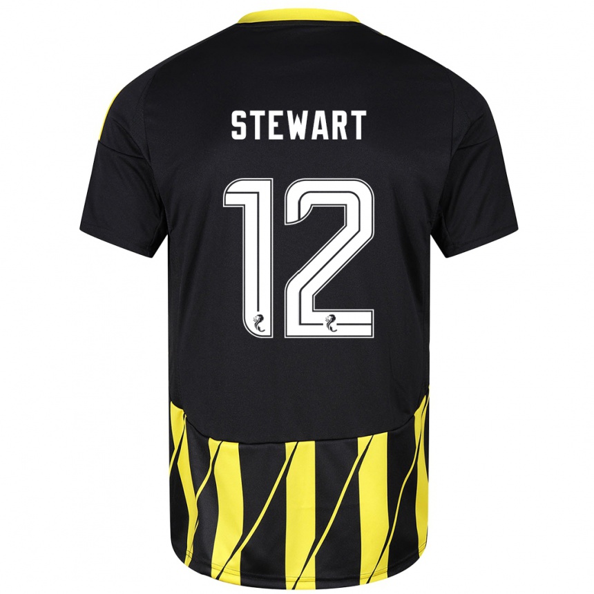 Niño Fútbol Camiseta Hannah Stewart #12 Negro Amarillo 2ª Equipación 2024/25 Argentina