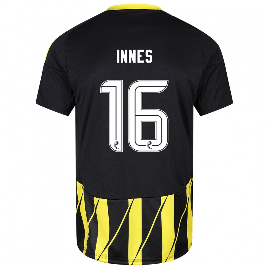 Niño Fútbol Camiseta Hannah Innes #16 Negro Amarillo 2ª Equipación 2024/25 Argentina