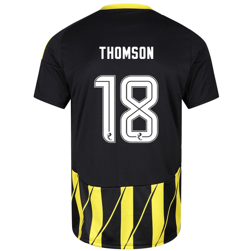 Niño Fútbol Camiseta Eva Thomson #18 Negro Amarillo 2ª Equipación 2024/25 Argentina