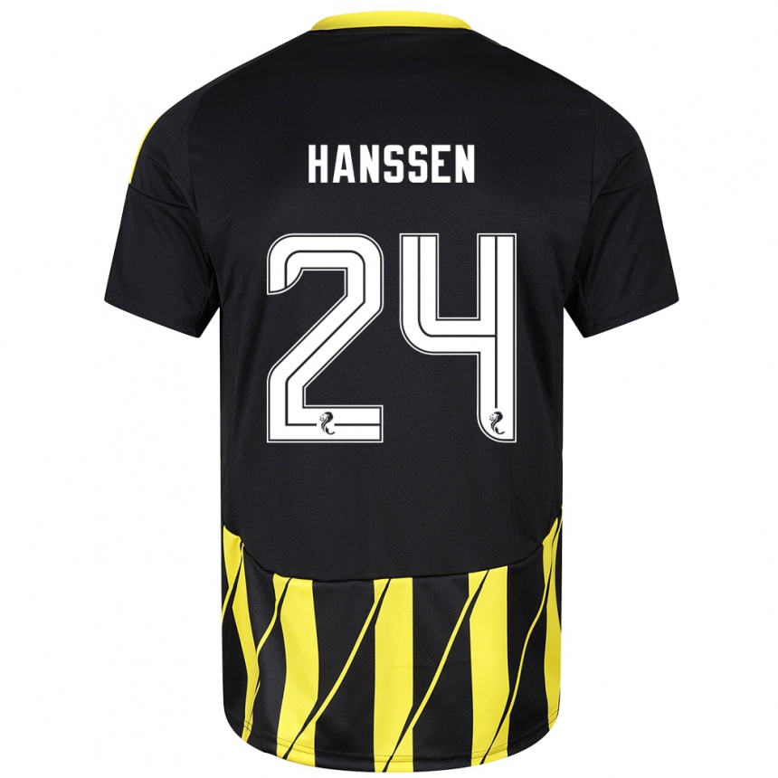 Niño Fútbol Camiseta Nadine Hanssen #24 Negro Amarillo 2ª Equipación 2024/25 Argentina