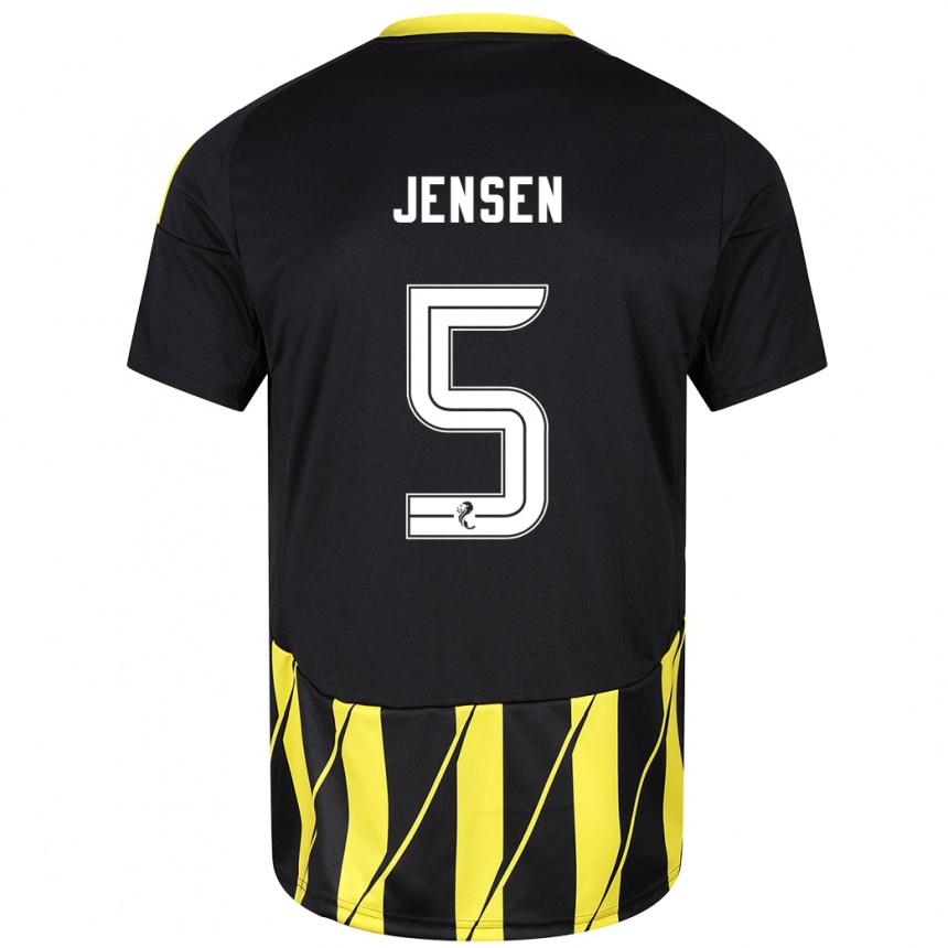 Niño Fútbol Camiseta Richard Jensen #5 Negro Amarillo 2ª Equipación 2024/25 Argentina