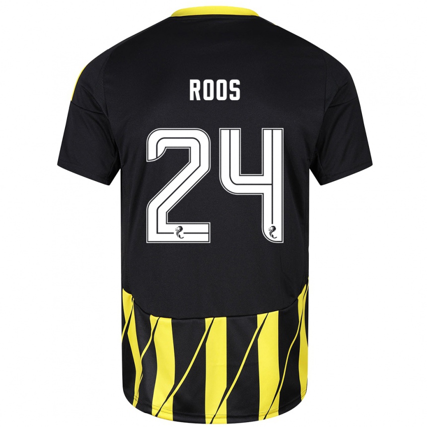 Niño Fútbol Camiseta Kelle Roos #24 Negro Amarillo 2ª Equipación 2024/25 Argentina