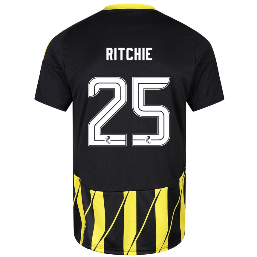 Niño Fútbol Camiseta Tom Ritchie #25 Negro Amarillo 2ª Equipación 2024/25 Argentina