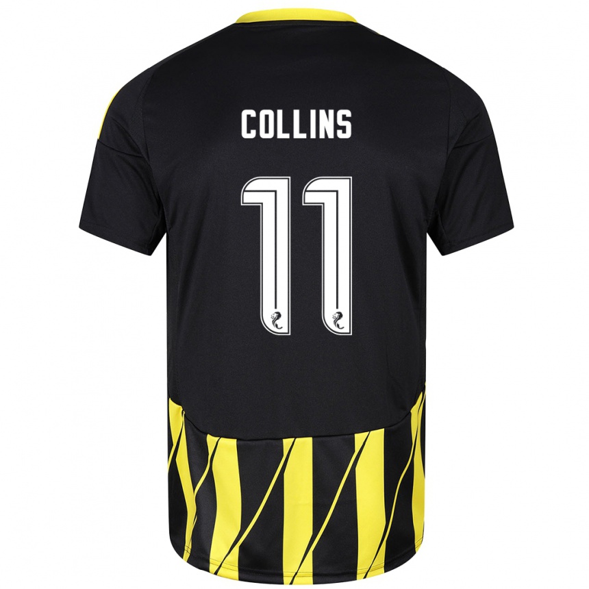 Niño Fútbol Camiseta Bailley Collins #11 Negro Amarillo 2ª Equipación 2024/25 Argentina