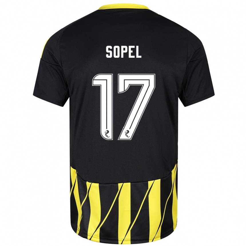 Niño Fútbol Camiseta Nadia Sopel #17 Negro Amarillo 2ª Equipación 2024/25 Argentina