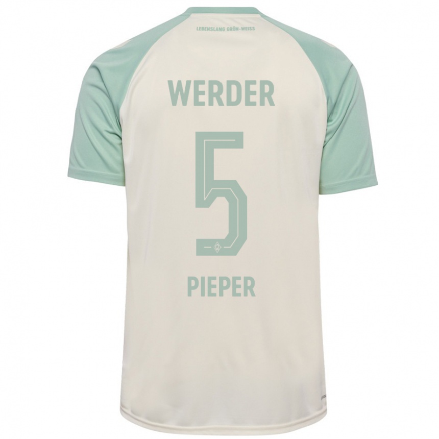 Niño Fútbol Camiseta Amos Pieper #5 Blanquecino Verde Claro 2ª Equipación 2024/25 Argentina