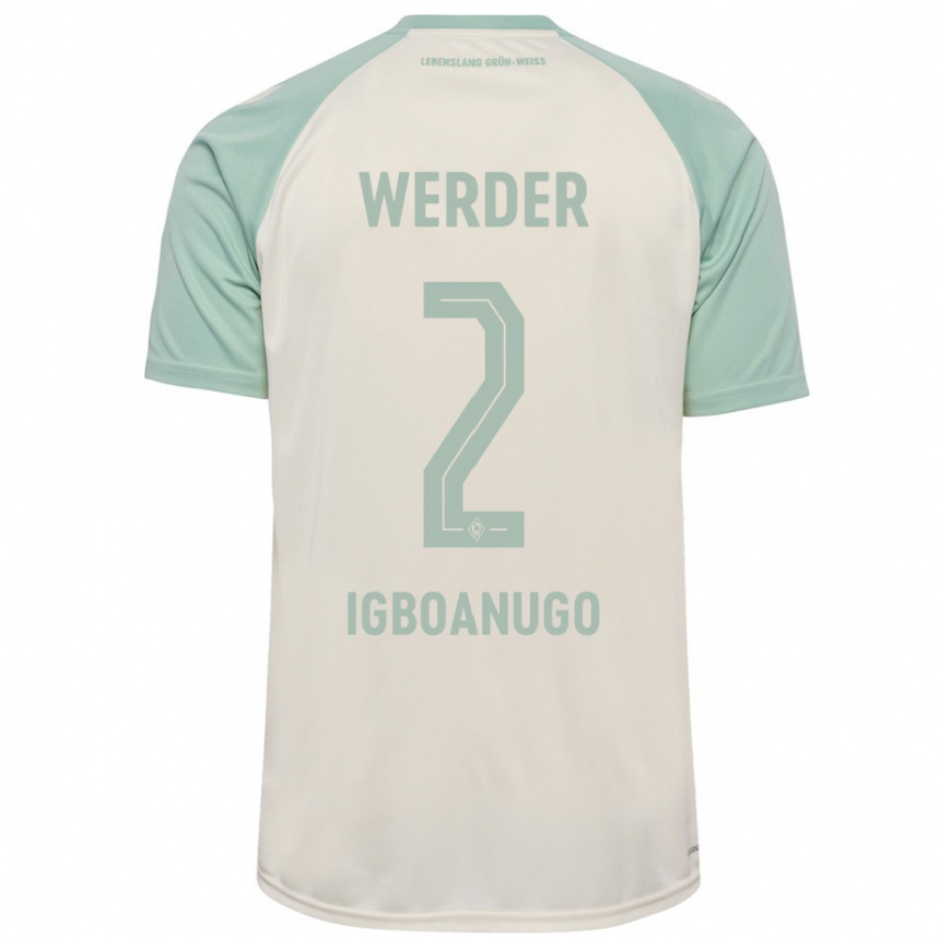 Niño Fútbol Camiseta David Igboanugo #2 Blanquecino Verde Claro 2ª Equipación 2024/25 Argentina