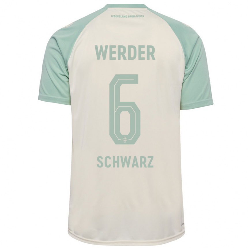 Niño Fútbol Camiseta Ricardo-Felipe Schwarz #6 Blanquecino Verde Claro 2ª Equipación 2024/25 Argentina