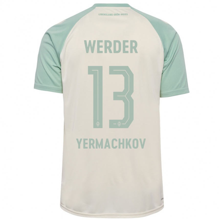 Niño Fútbol Camiseta Ivan Yermachkov #13 Blanquecino Verde Claro 2ª Equipación 2024/25 Argentina