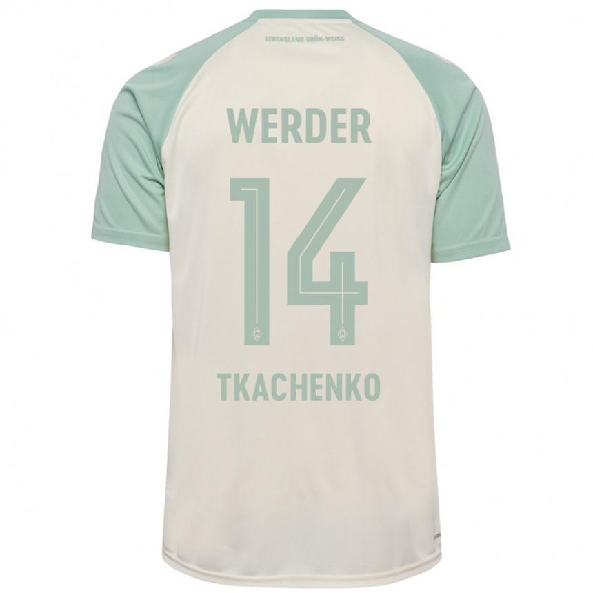 Niño Fútbol Camiseta Oleksandr Tkachenko #14 Blanquecino Verde Claro 2ª Equipación 2024/25 Argentina