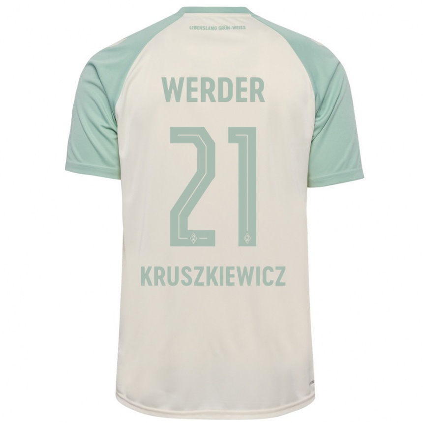 Niño Fútbol Camiseta Jakub Kruszkiewicz #21 Blanquecino Verde Claro 2ª Equipación 2024/25 Argentina