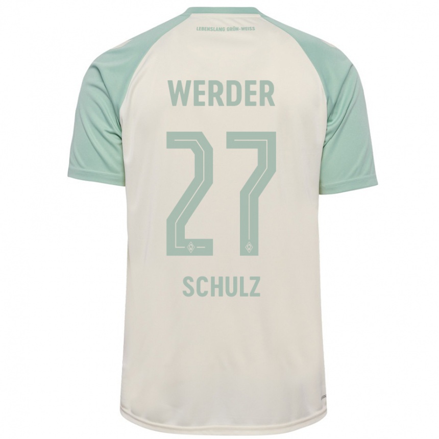 Niño Fútbol Camiseta Ole Schulz #27 Blanquecino Verde Claro 2ª Equipación 2024/25 Argentina