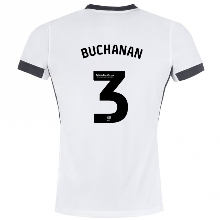 Niño Fútbol Camiseta Lee Buchanan #3 Blanco Negro 2ª Equipación 2024/25 Argentina