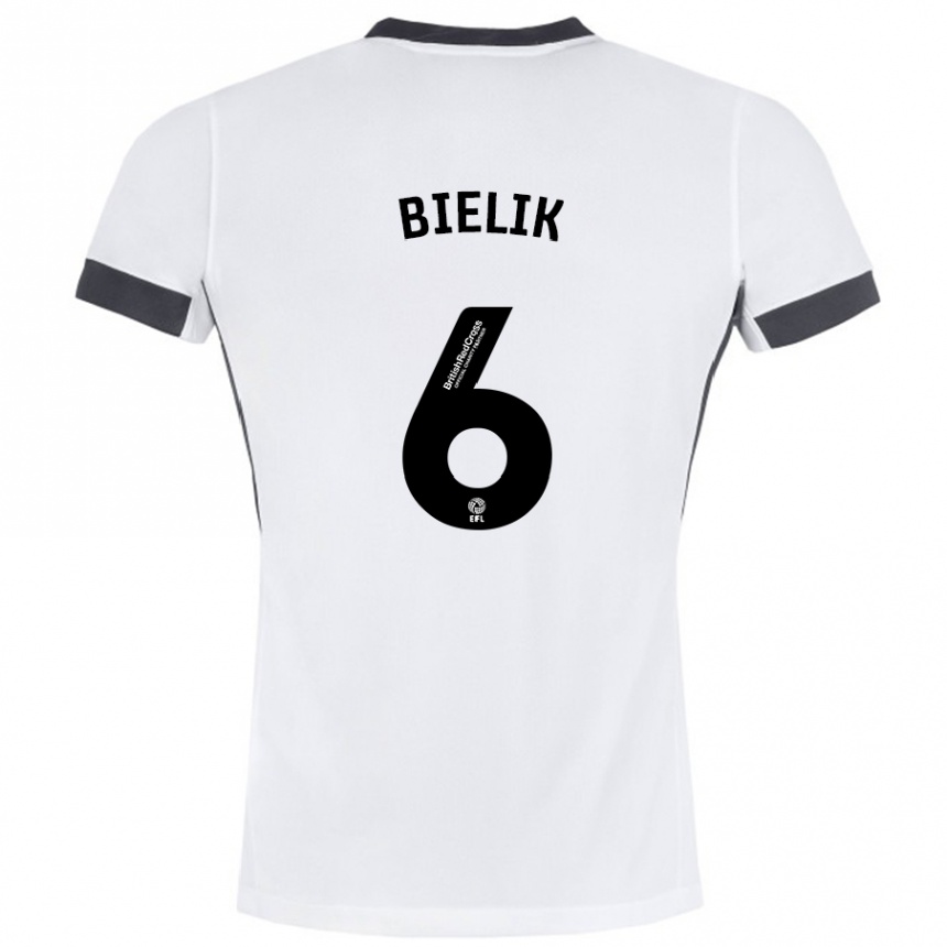 Niño Fútbol Camiseta Krystian Bielik #6 Blanco Negro 2ª Equipación 2024/25 Argentina