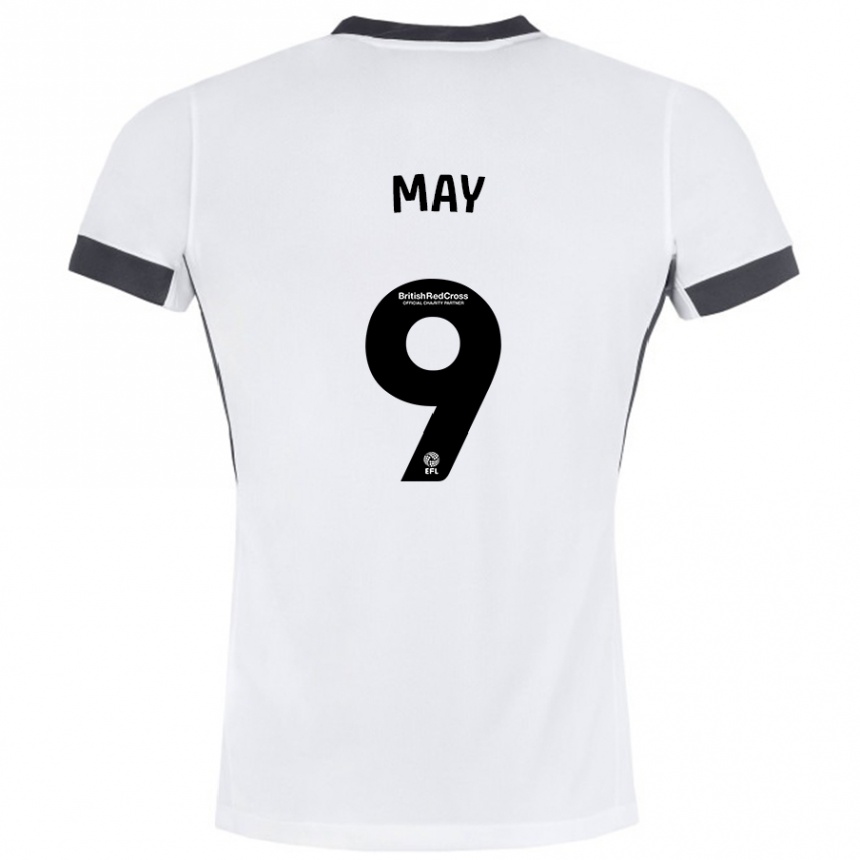 Niño Fútbol Camiseta Alfie May #9 Blanco Negro 2ª Equipación 2024/25 Argentina