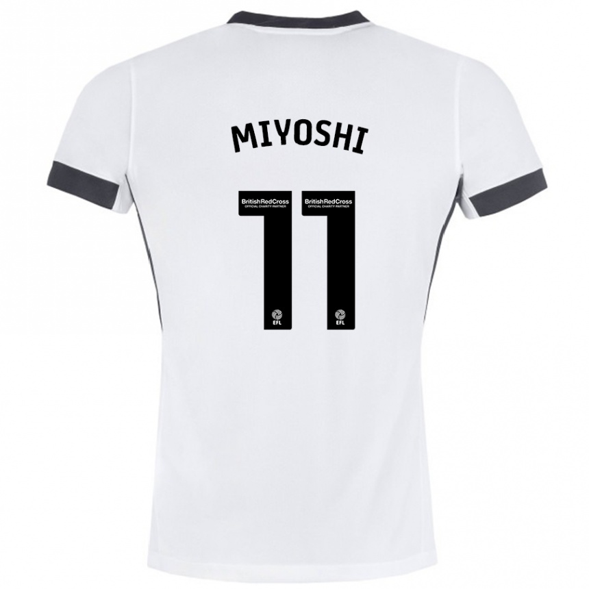 Niño Fútbol Camiseta Koji Miyoshi #11 Blanco Negro 2ª Equipación 2024/25 Argentina