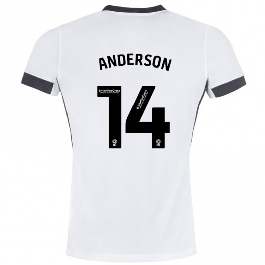 Niño Fútbol Camiseta Keshi Anderson #14 Blanco Negro 2ª Equipación 2024/25 Argentina