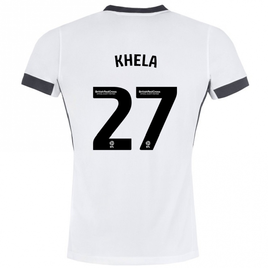 Niño Fútbol Camiseta Brandon Khela #27 Blanco Negro 2ª Equipación 2024/25 Argentina