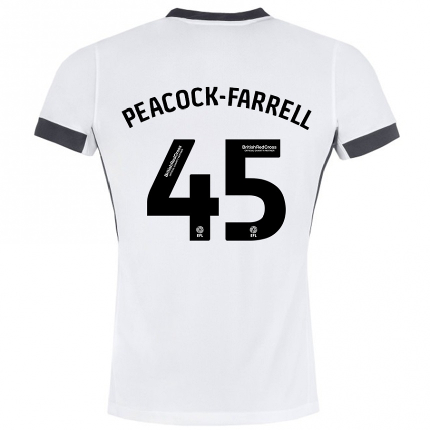 Niño Fútbol Camiseta Bailey Peacock-Farrell #45 Blanco Negro 2ª Equipación 2024/25 Argentina