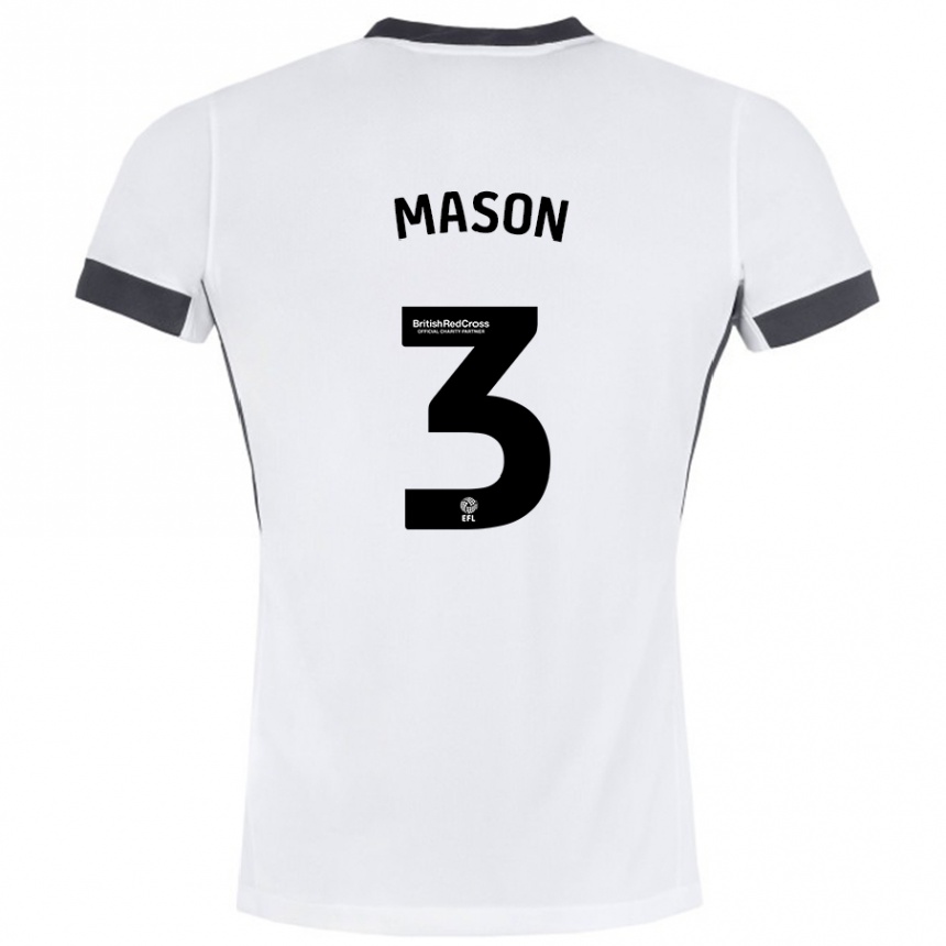 Niño Fútbol Camiseta Ellie Mason #3 Blanco Negro 2ª Equipación 2024/25 Argentina