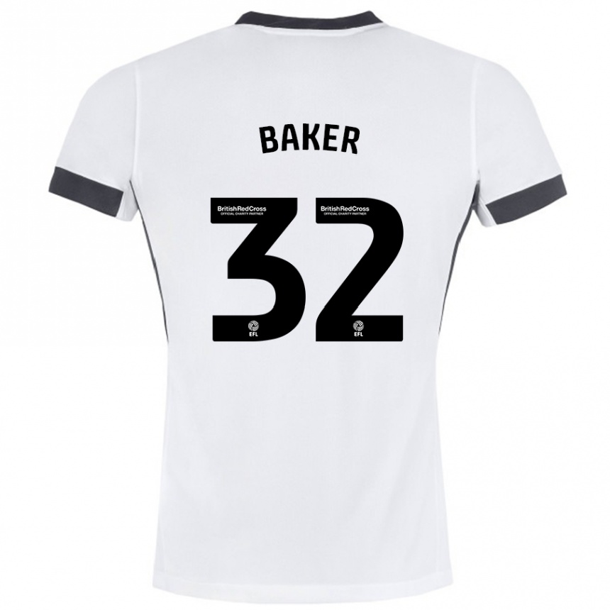 Niño Fútbol Camiseta Ava Baker #32 Blanco Negro 2ª Equipación 2024/25 Argentina