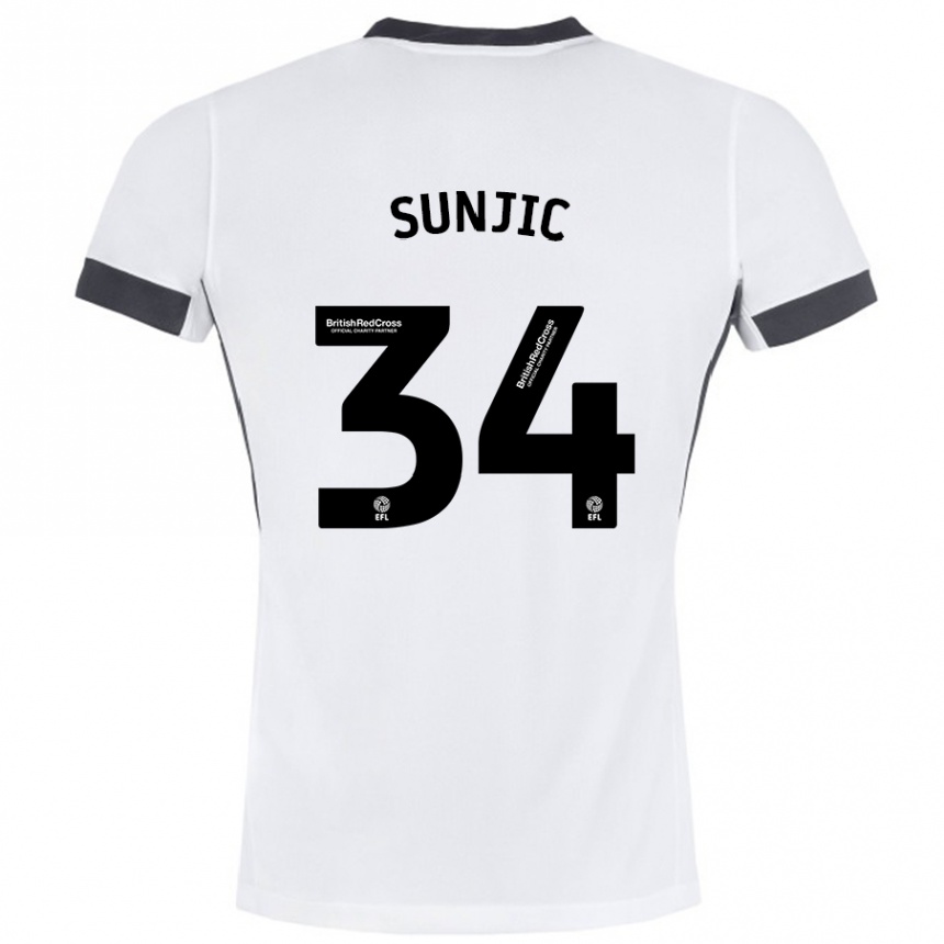 Niño Fútbol Camiseta Ivan Sunjic #34 Blanco Negro 2ª Equipación 2024/25 Argentina