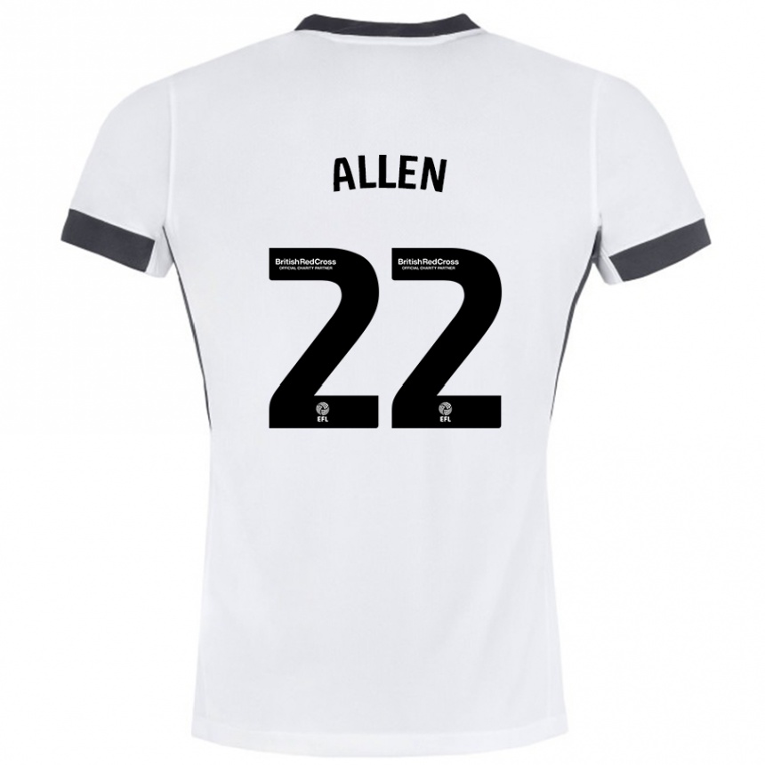 Niño Fútbol Camiseta Remi Allen #22 Blanco Negro 2ª Equipación 2024/25 Argentina