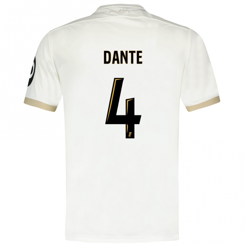 Niño Fútbol Camiseta Dante #4 Blanco Dorado 2ª Equipación 2024/25 Argentina